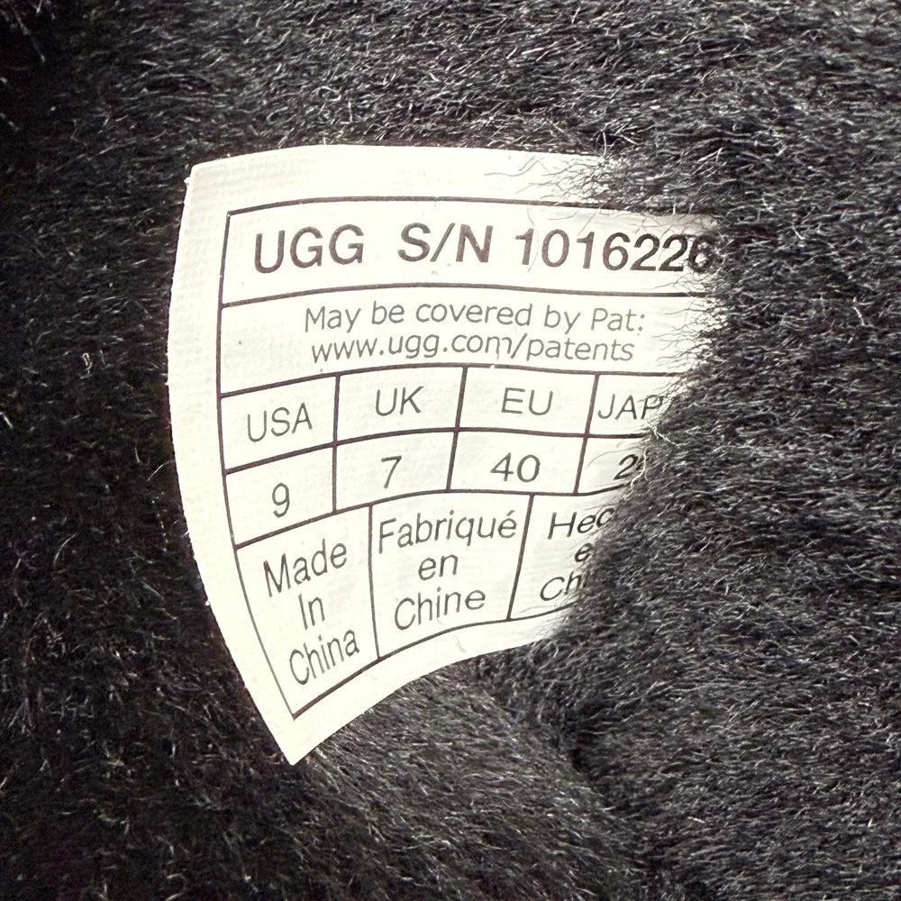 UGG Bailey Button Short Boots Womens 9 Black Suede Shearling Fur Lined Cozy